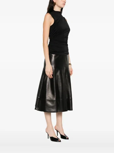 Marsēm Draped High-neck Top In Black