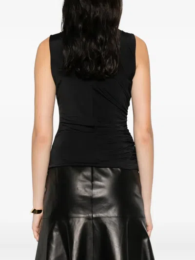 Marsēm Draped High-neck Top In Black