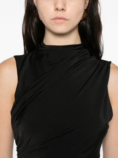 Marsēm Draped High-neck Top In Black