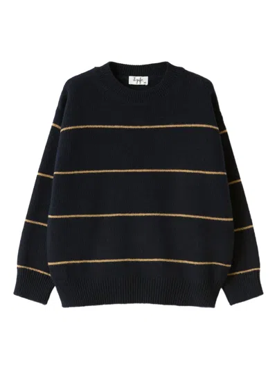 Il Gufo Striped Crew-neck Sweater In Blue