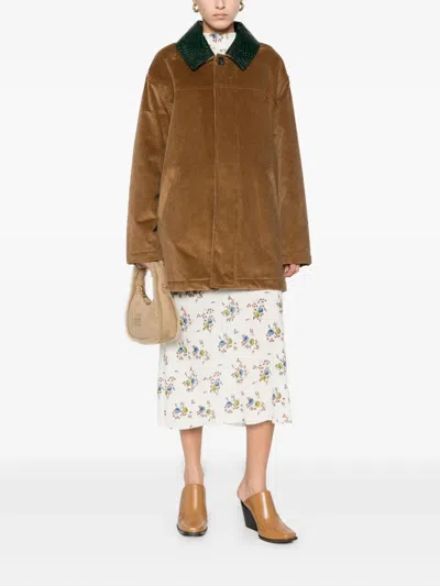 N°21 Crocodile-collar Corduroy Jacket In Brown