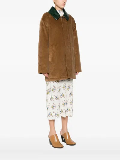 N°21 Crocodile-collar Corduroy Jacket In Brown