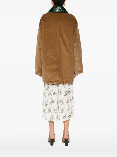 N°21 Crocodile-collar Corduroy Jacket In Brown