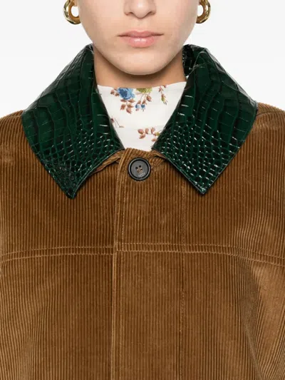 N°21 Crocodile-collar Corduroy Jacket In Brown
