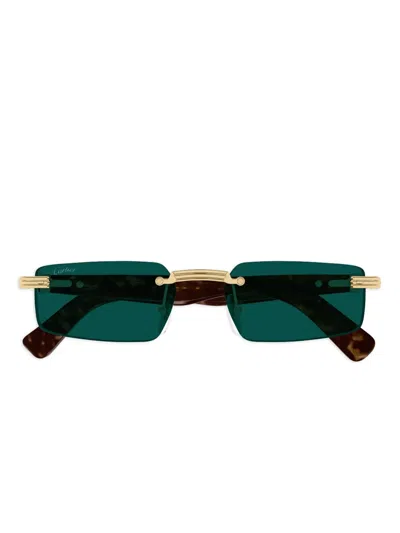 Cartier Rimless Sunglasses In Green