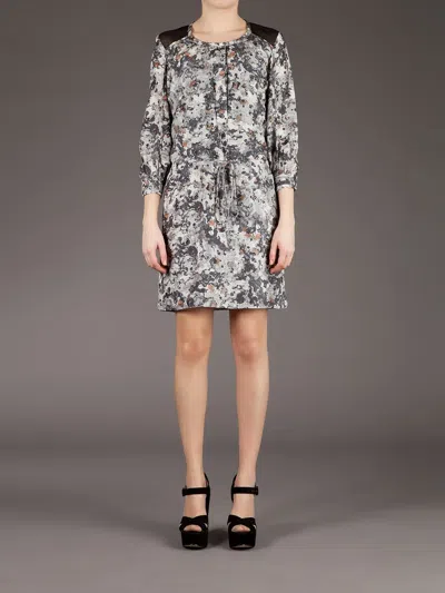Edun Blotchy Print Shift Dress In Black