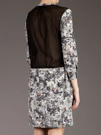 Edun Blotchy Print Shift Dress In Black