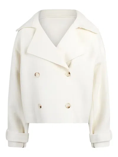 Jovonna Caudal Double-breasted Wool Jacket In White