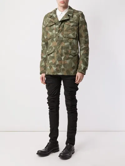 Anrealage Patchwork Cargo Jacket In Green