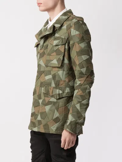 Anrealage Patchwork Cargo Jacket In Green
