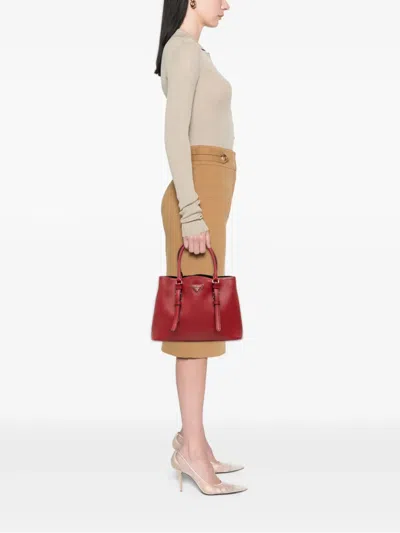 Pre-owned Prada 2000-2025 Small Saffiano Cuir Double Handle Satchel In Red
