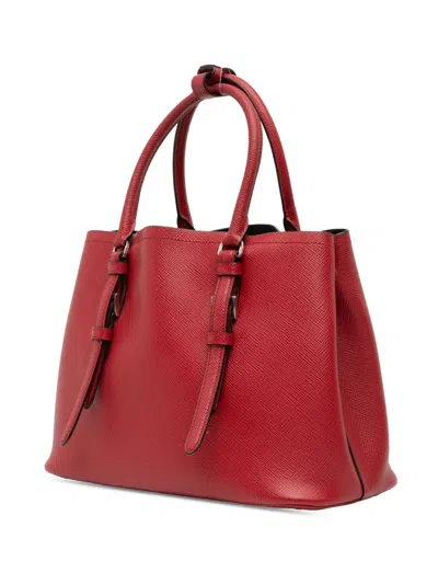 Pre-owned Prada 2000-2025 Small Saffiano Cuir Double Handle Satchel In Red