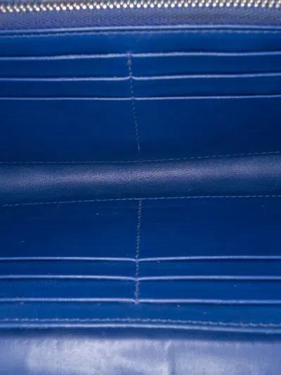 Pre-owned Dior 2016 Grained Calfskin Ama Croisiere Wallet On Chain Crossbody Bag In Blue