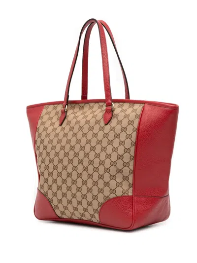 Pre-owned Gucci 2016-2025 Gg Canvas Bree Zippered Tote Bag In Brown