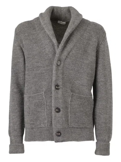 Kangra Cashmere Textured Knit Shawl-collared Jacket With Functional Pockets In Gray