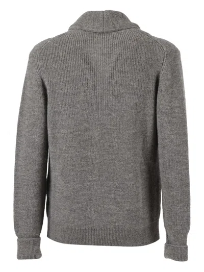 Kangra Cashmere Textured Knit Shawl-collared Jacket With Functional Pockets In Gray