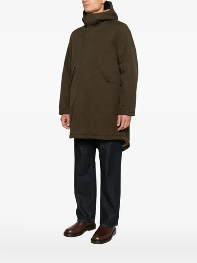 Aspesi Shearling-trim Hooded Jacket In Brown