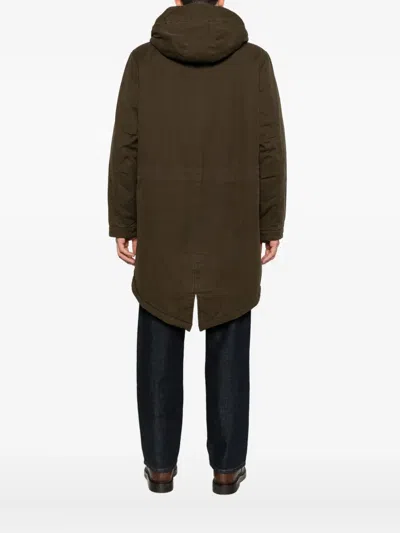 Aspesi Shearling-trim Hooded Jacket In Brown