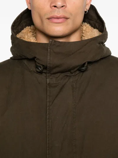 Aspesi Shearling-trim Hooded Jacket In Brown