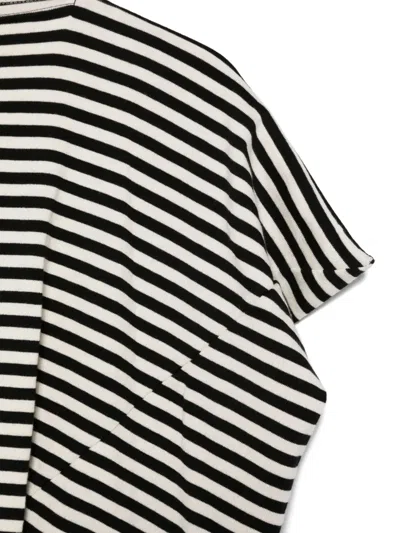 Junya Watanabe Striped Long Sleeve Asymmetric Top In Black