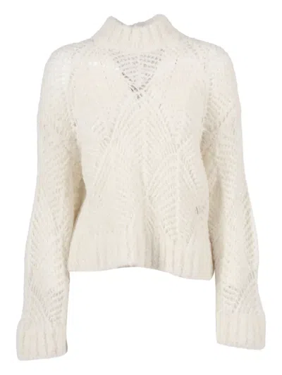 Antonelli Long-sleeved Knitted Sweater In Neutral