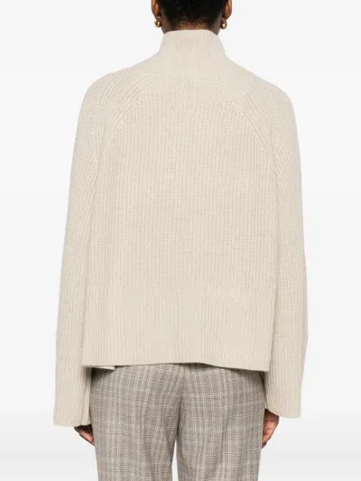 Eric Bompard High-neck Buttoned Sweater In Neutral