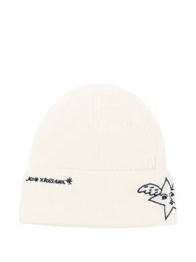 Rossignol Embroidered Ribbed Beanie In White