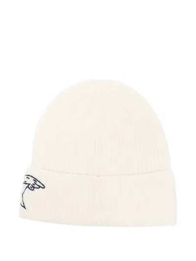 Rossignol Embroidered Ribbed Beanie In White