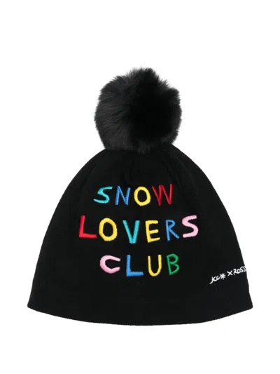 Rossignol Pompom-detail Embroidered Beanie In Black