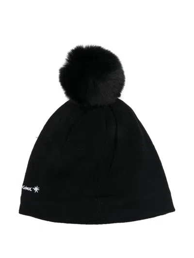 Rossignol Pompom-detail Embroidered Beanie In Black