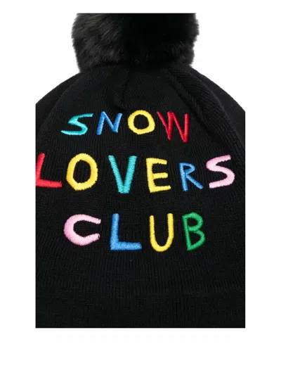 Rossignol Pompom-detail Embroidered Beanie In Black