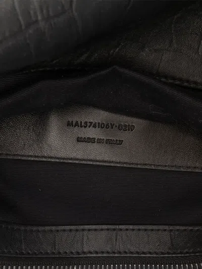 Pre-owned Saint Laurent 2019 Medium Croc Embossed Calfskin Monogram West Hollywood Crossbody Bag In Black