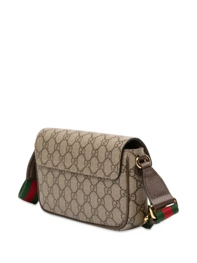 Pre-owned Gucci 2016-2025 Gg Supreme Ophidia Pochette Crossbody Bag In Brown