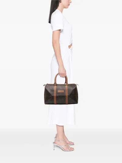 Pre-owned Dior 20th Century Honeycomb Coated Canvas Boston Bag In Black