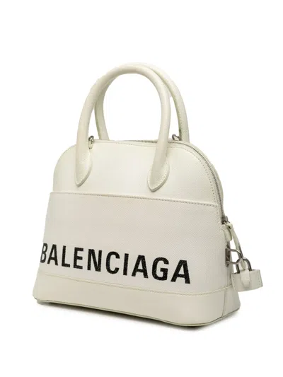 Pre-owned Balenciaga 2018 S Grained Calfskin Ville Top Handle Bag Satchel In White