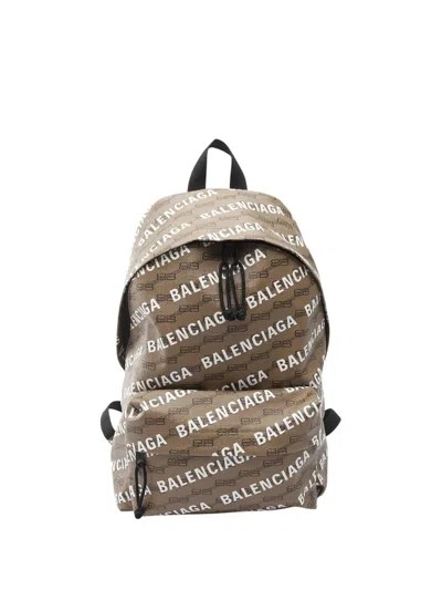 Pre-owned Balenciaga 2005-2025 Bb Monogram Coated Canvas Signature Backpack In Brown