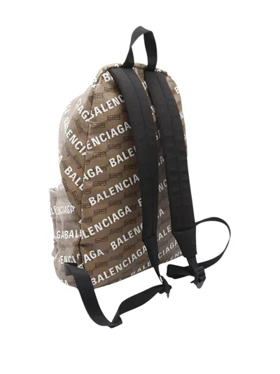 Pre-owned Balenciaga 2005-2025 Bb Monogram Coated Canvas Signature Backpack In Brown