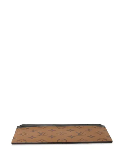 Pre-owned Louis Vuitton 2021-2025 Monogram Reverse Slim Purse Long Wallets In Brown