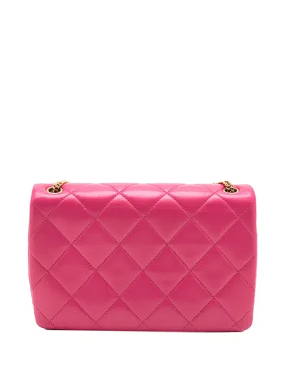 Pre-owned Chanel 2021-2025 Small Quilted Lambskin On And On Chain Flap Shoulder Bag In Pink