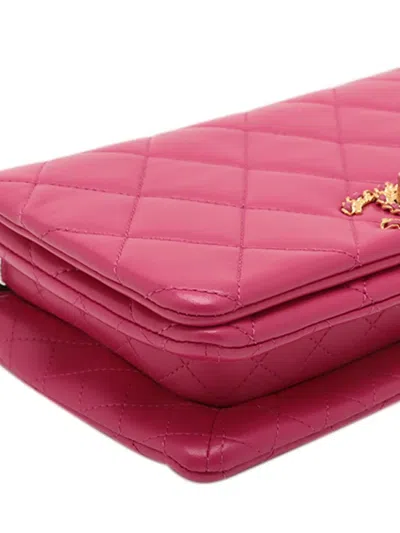 Pre-owned Chanel 2021-2025 Small Quilted Lambskin On And On Chain Flap Shoulder Bag In Pink