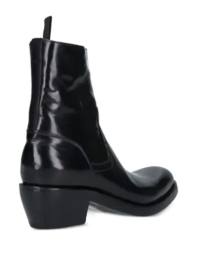 Premiata Calf Leather Ankle Boots With Side Zip Closure And Raised Stitching In Black