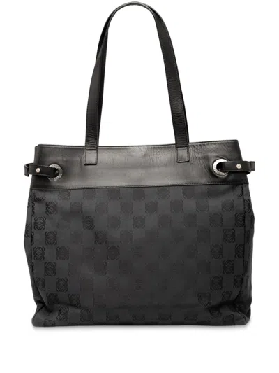 Pre-owned Loewe 2000-2010 Anagram Canvas Tote Bag In Black
