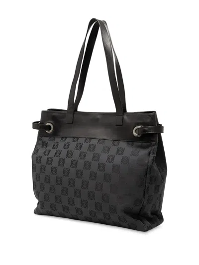 Pre-owned Loewe 2000-2010 Anagram Canvas Tote Bag In Black