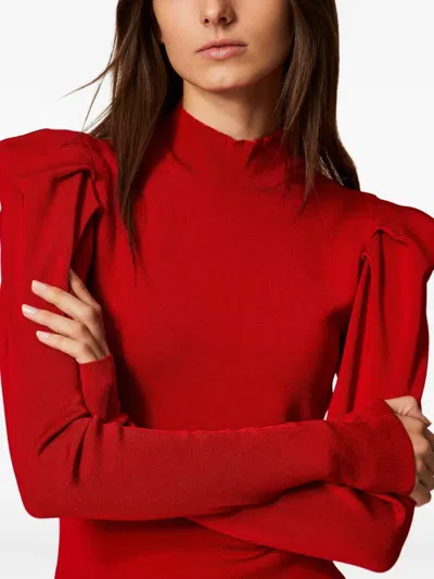 Twinset Gestricktes Minikleid Mit Drapierung In Red