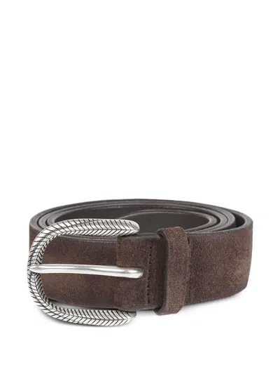 Orciani Textured-buckle Belt In Brown