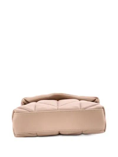 Pre-owned Saint Laurent Loulou Puffer Leather Small Clutch Bag In Neutral