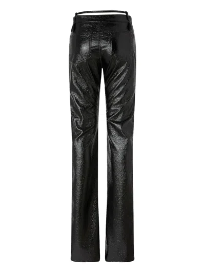 Pinko Rocio Trousers With Shiny Finish And Belt Loops In Black