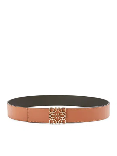 Loewe Men Anagram Reversible Belt In Smooth Calfskin In Brown