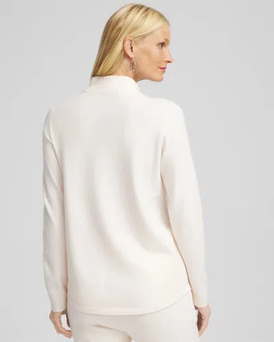 Chico's Luxe Half-zip Pullover Top In Cream In White