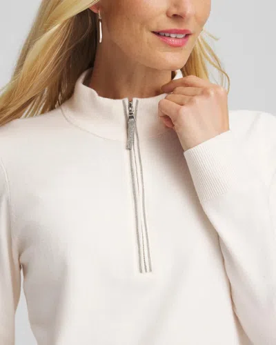 Chico's Luxe Half-zip Pullover Top In Cream In White
